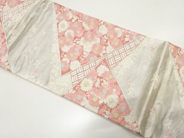 JAPANESE KIMONO / ANTIQUE FUKURO OBI / WOVEN CHINESE FLOWER